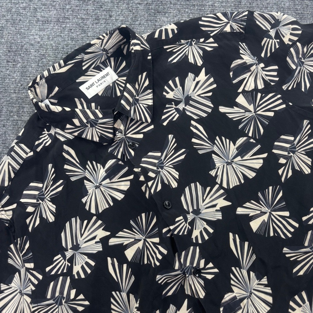 Saint Laurent Shirt Size 39 SLP Origami Geometric‎ Floral Silk Button Up Men's